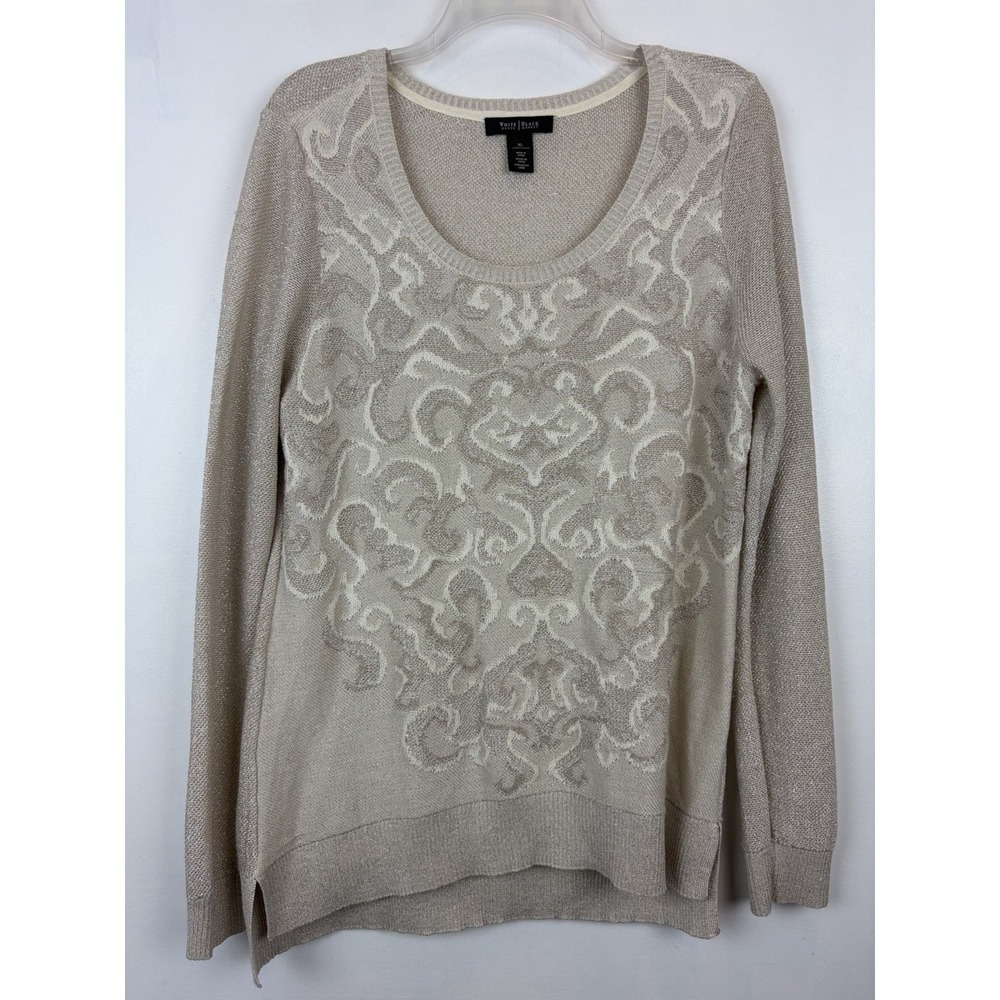 White House Black Market Sweater Womens XL Gold Sparkle Event